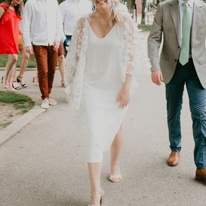 Everlane Slip Dress + Tahari 3D Shawl